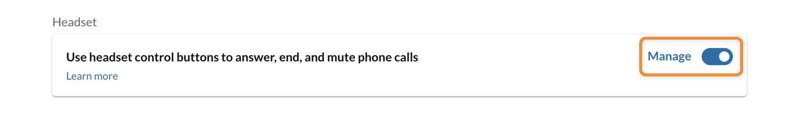 Click Manage next to the toggle