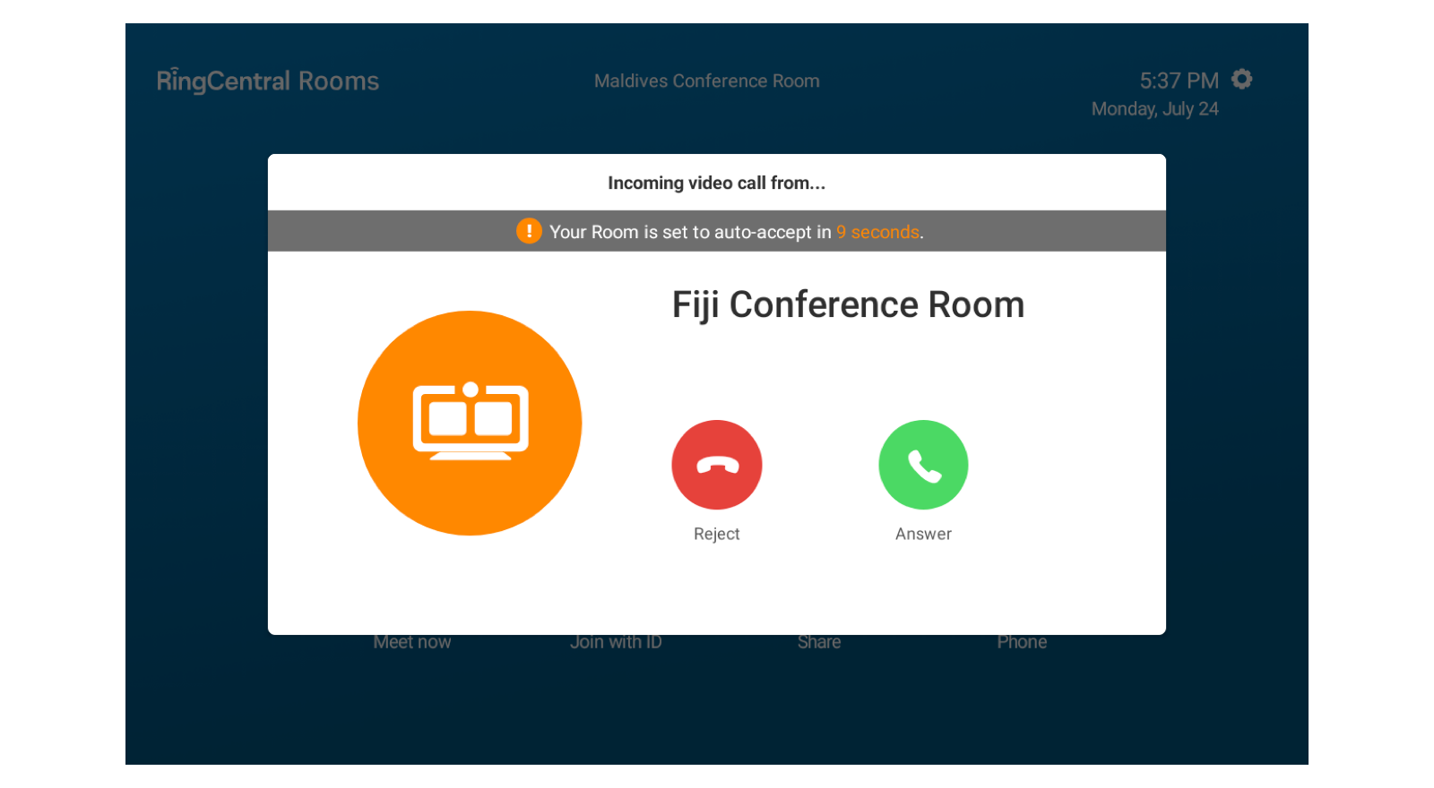 Joining a meeting in RingCentral Rooms