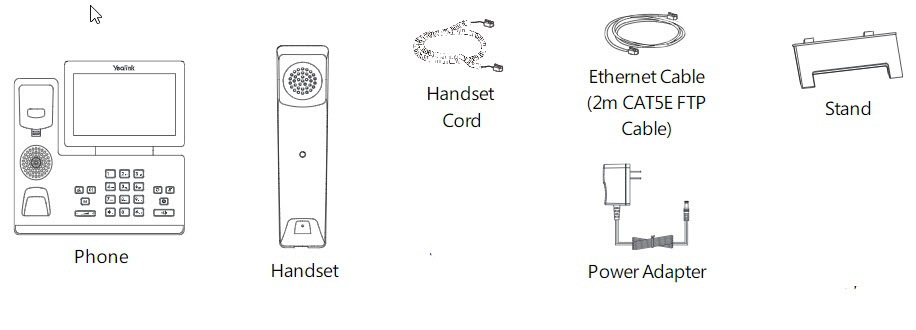 Inside the package for your desk phone