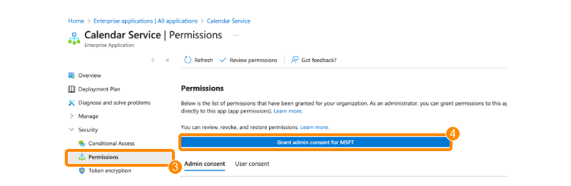 Click Grant admin consent for MSFT
