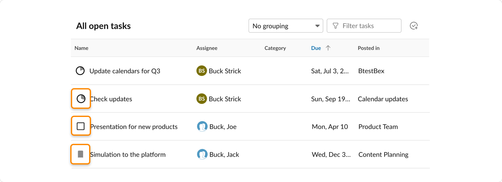 Completing or updating task status in RingCentral app desktop and web Workspace