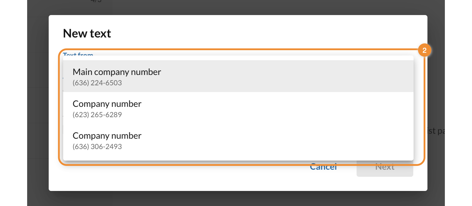 click the Text from field to choose the correct number 