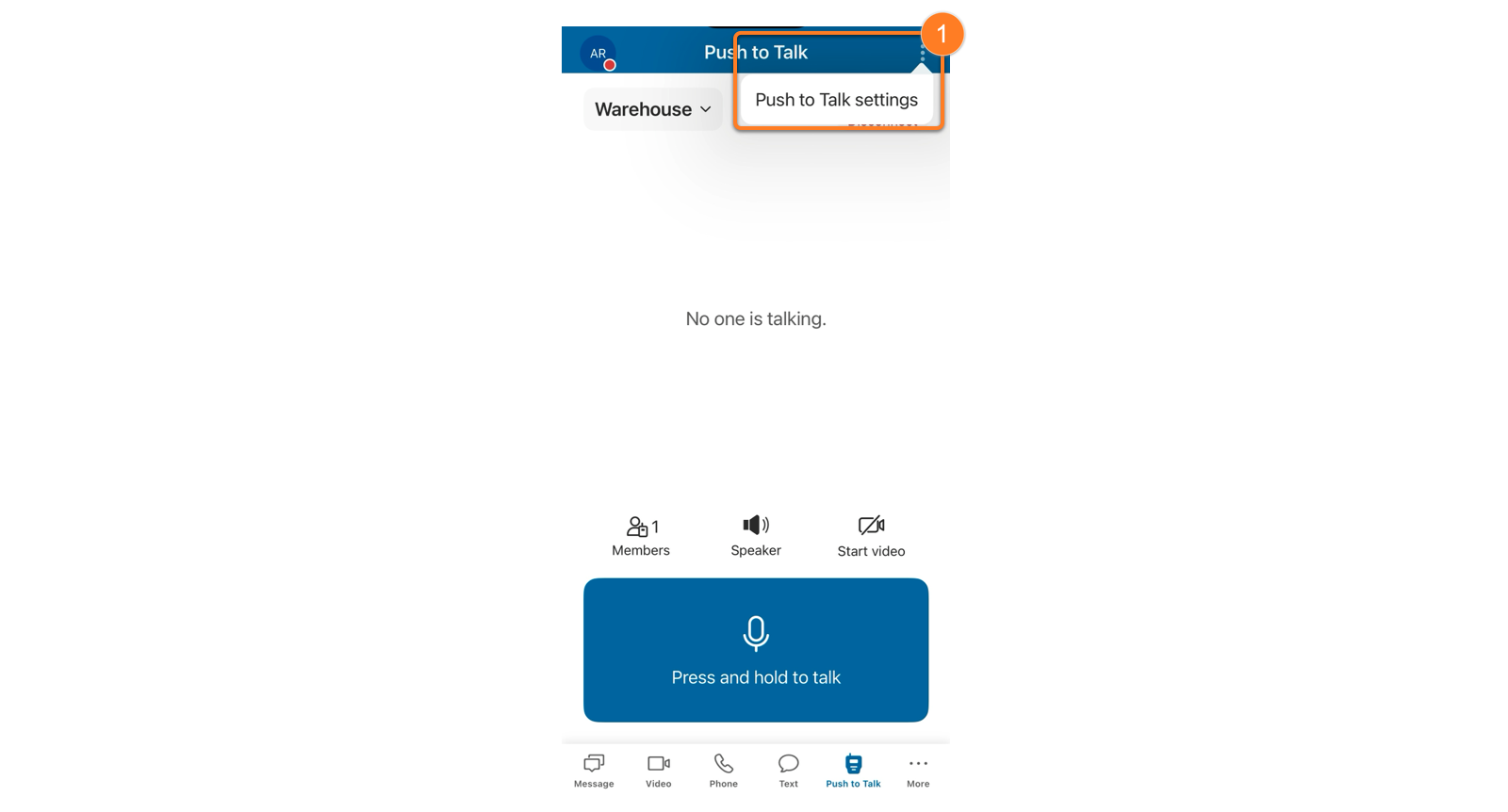Using Push to Talk in the RingCentral mobile app