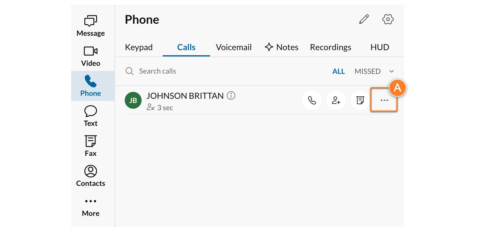 click the More icon to access some of the options