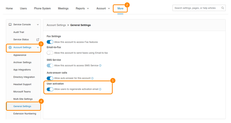 In General Settings under Account Settings in the More menu, enable the toggle under User activation