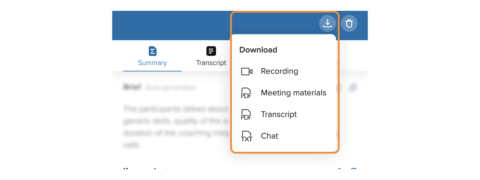 Downloading video meeting recordings