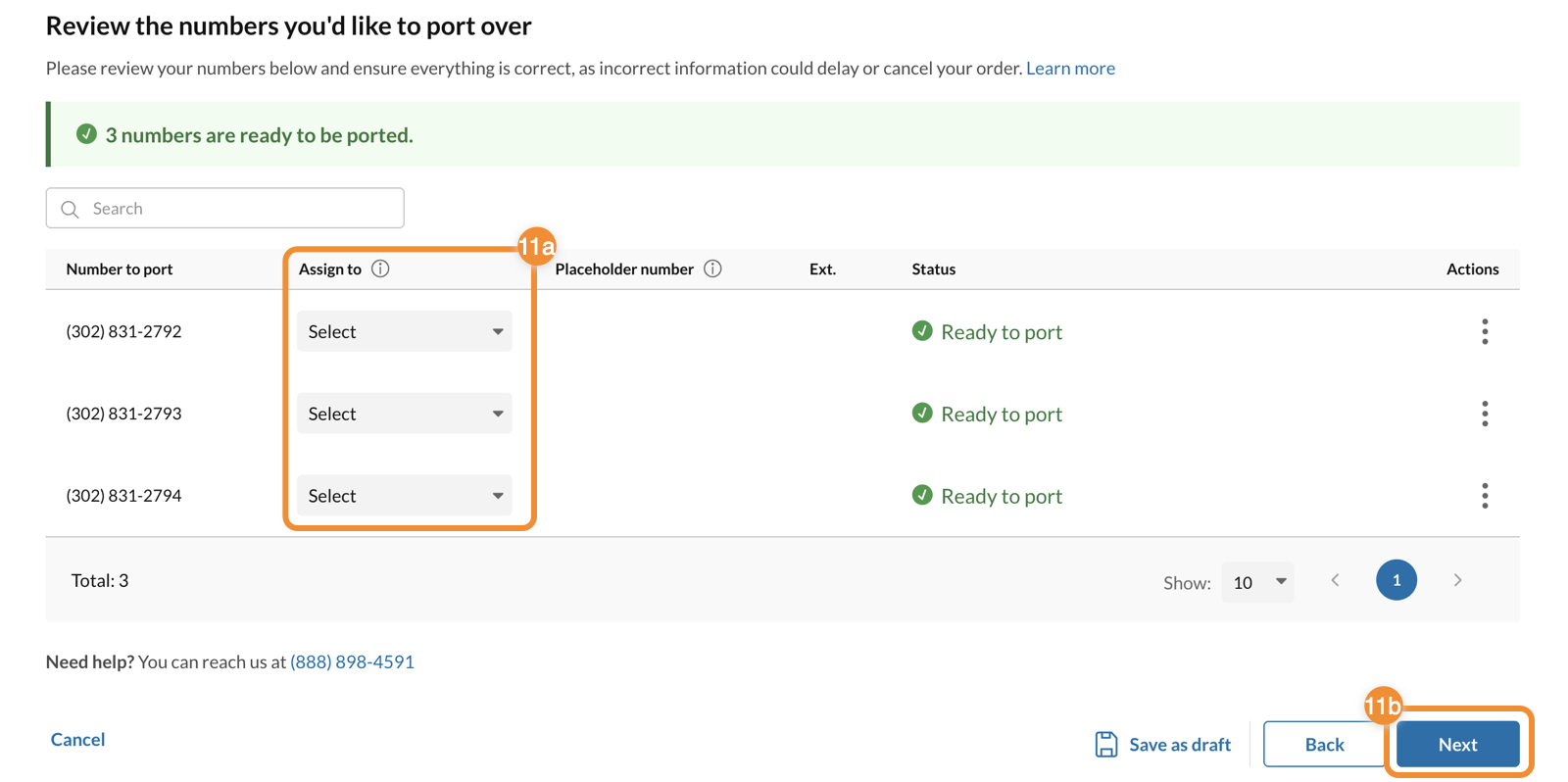 Submitting your Porting order | Submit order local