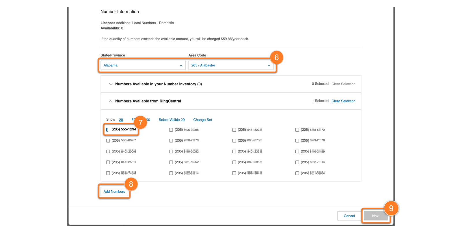 Adding a local number