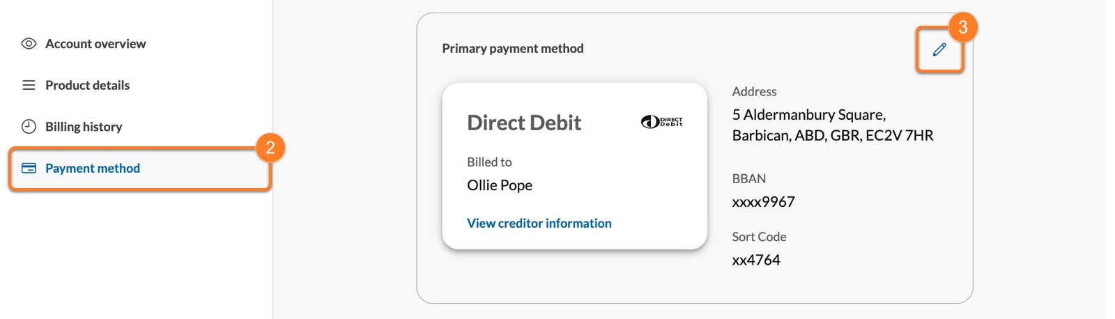 Ring account payment methods update screenshot