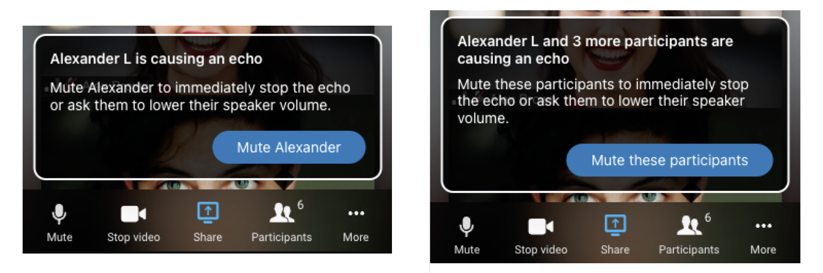 Echo detection in the mobile app