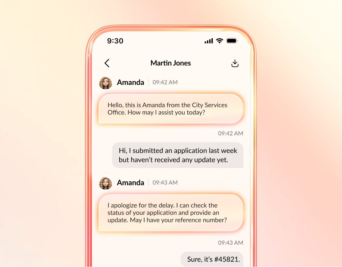 Smartphone displaying a text conversation about a housing application update.