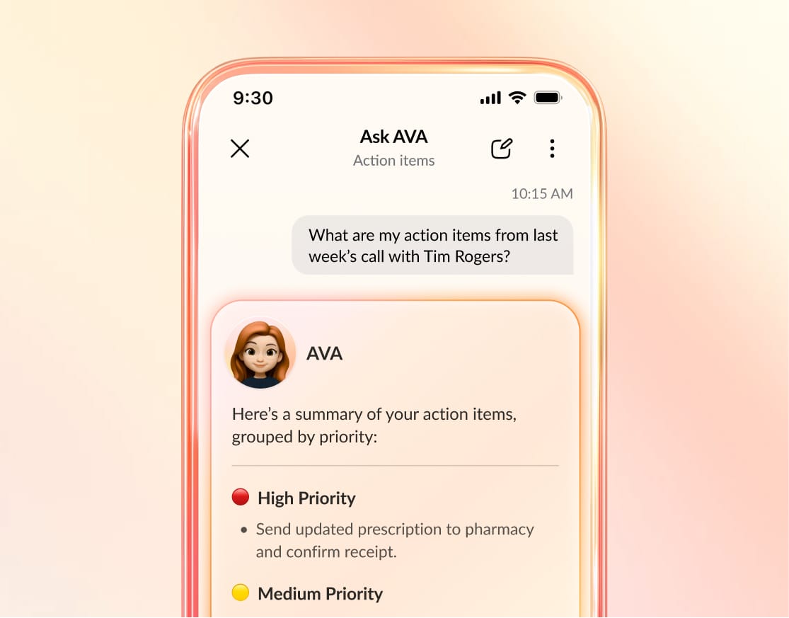 AI-generated coaching insights showing patient feedback on medical staff and quality of patient care.