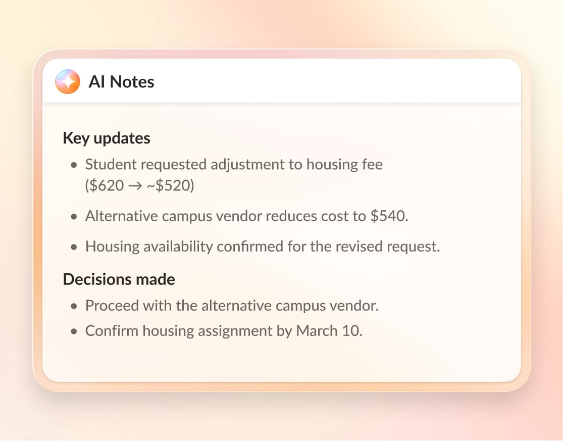 AI notes feature on RingCentral for Education
