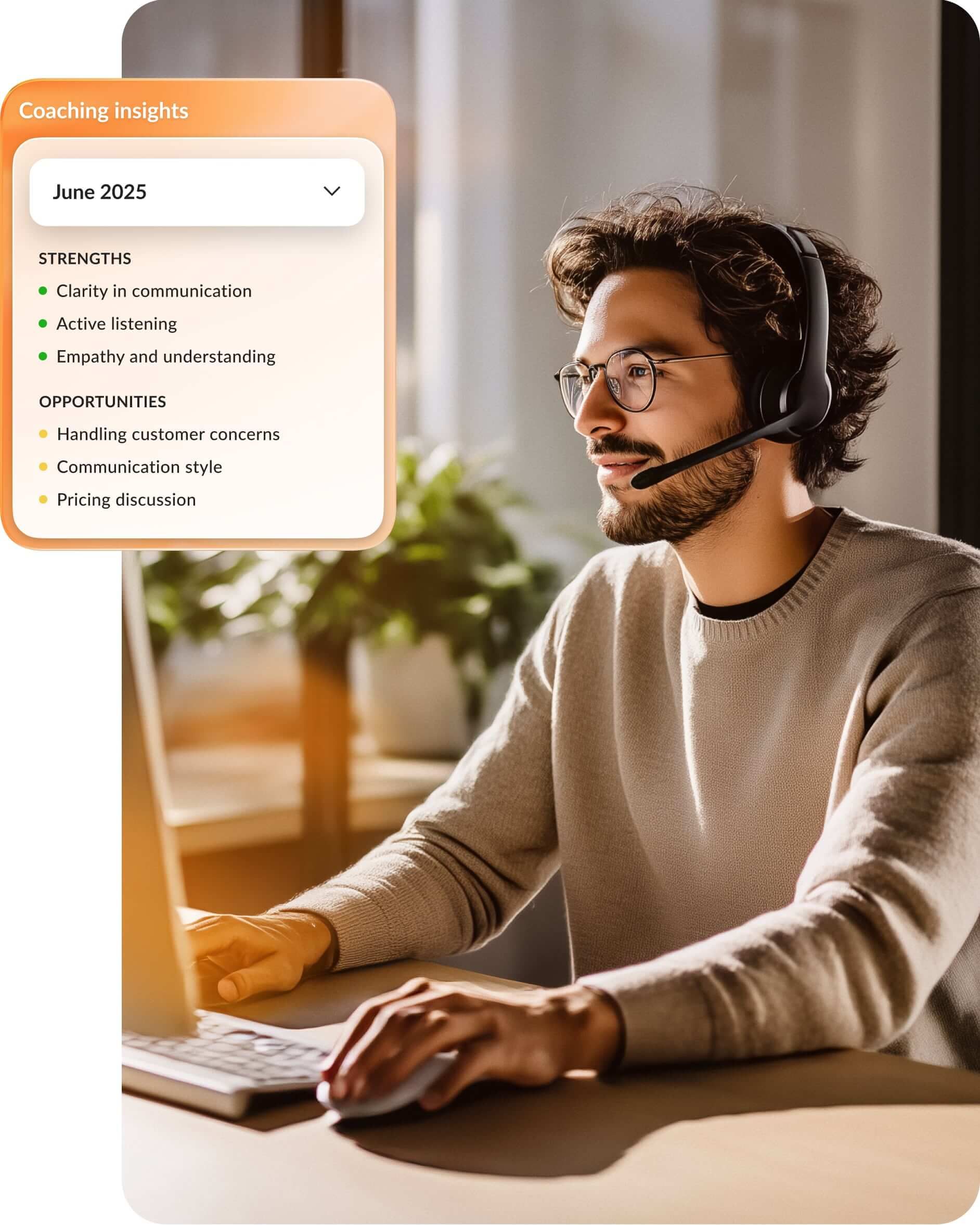 RingCX uses AI to analyze 100% of customer interactions, providing full coaching visibility