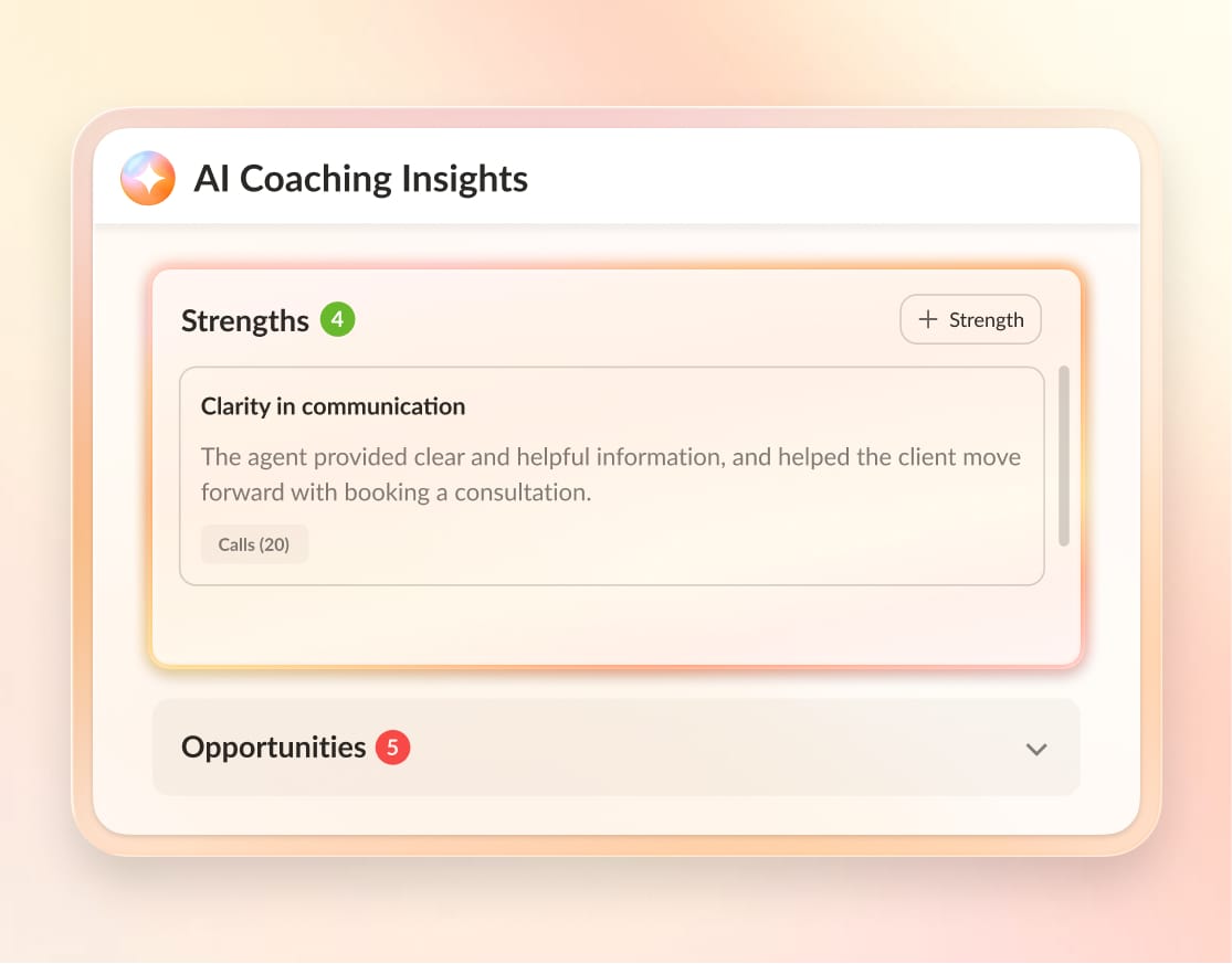 User interface showing RingCentral's AI-generated coaching insights