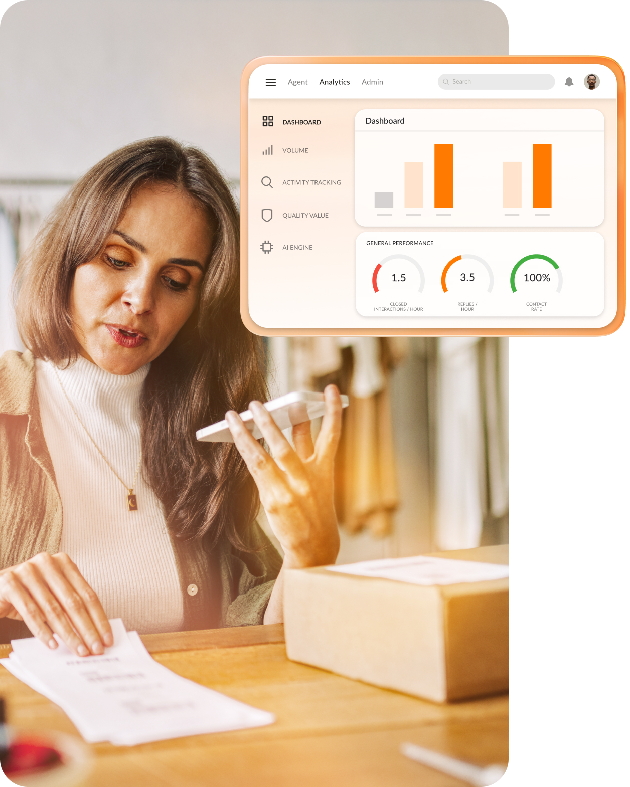 RingCX includes AI insights and analytics to help you improve customer experience across every stage of each interaction