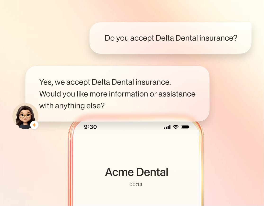 AI Receptionist answering a caller's questions during a call on a mobile phone using the RingCentral App.