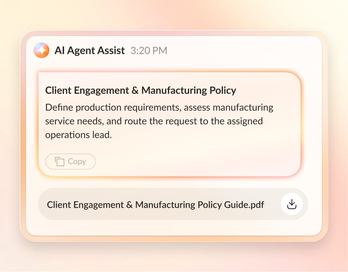 Agent using AI Agent Assist to help with client engagement.
