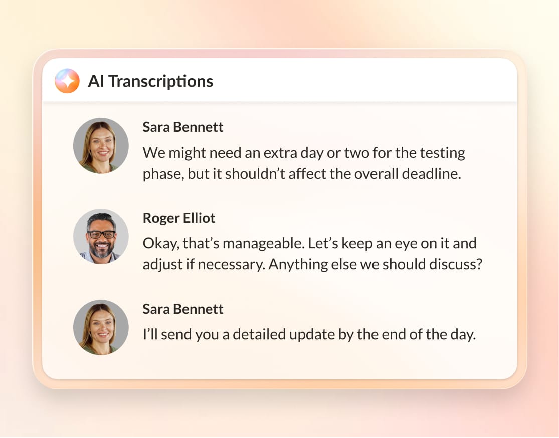 UI showing AI Transcriptions feature in the RingCentral app.