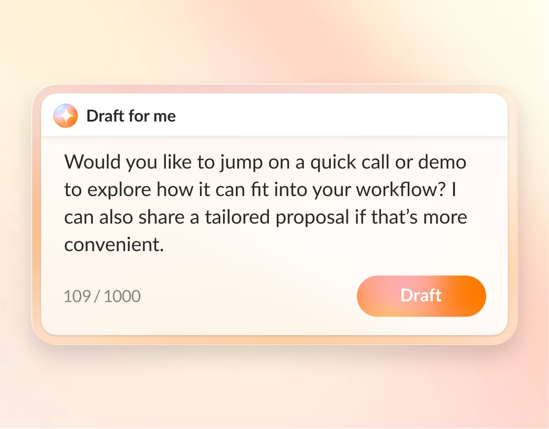 UI showing draft generation capabilities within RingCentral app