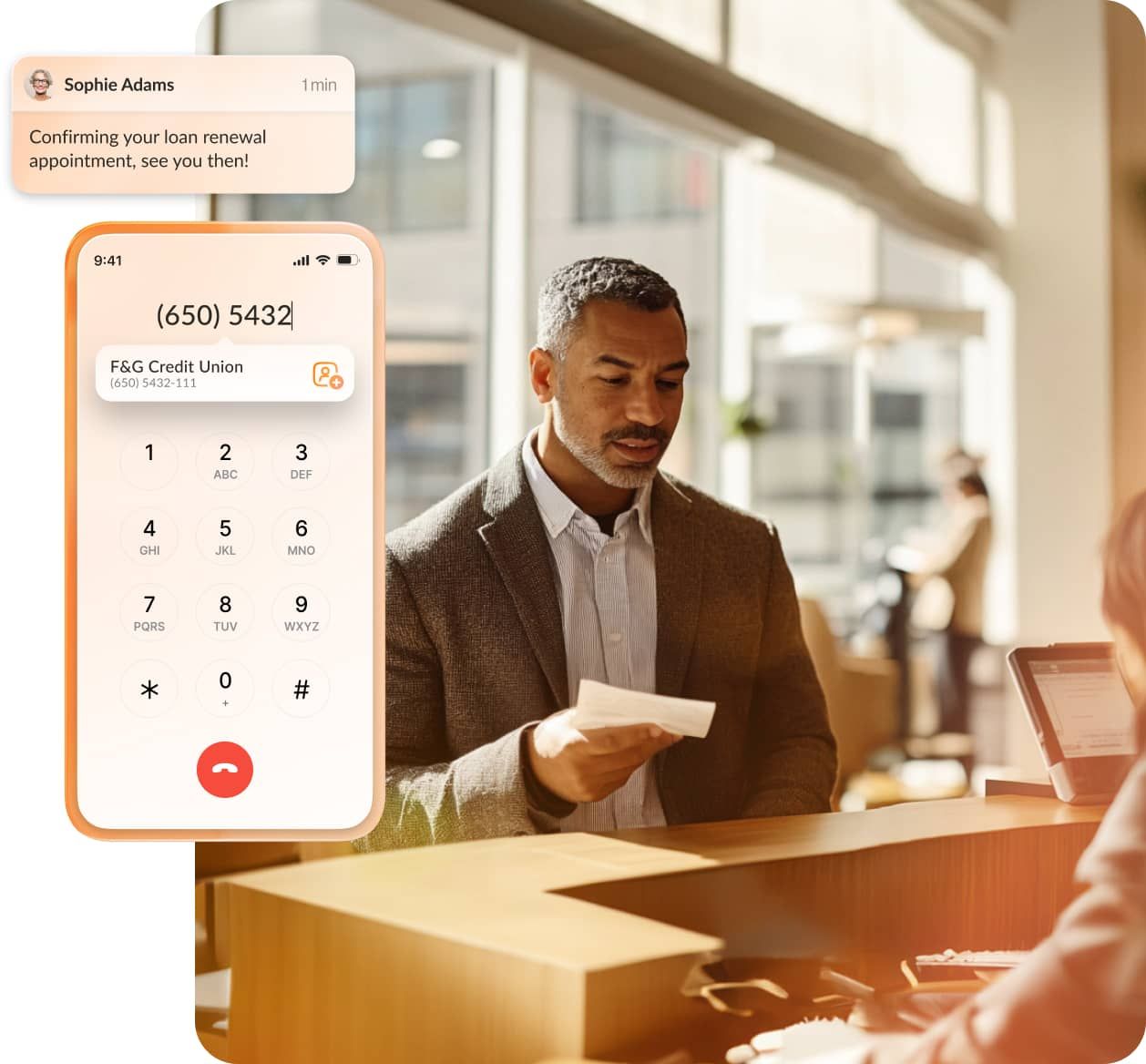 A man confirming load renewal appoinment via RingCentral mobile app