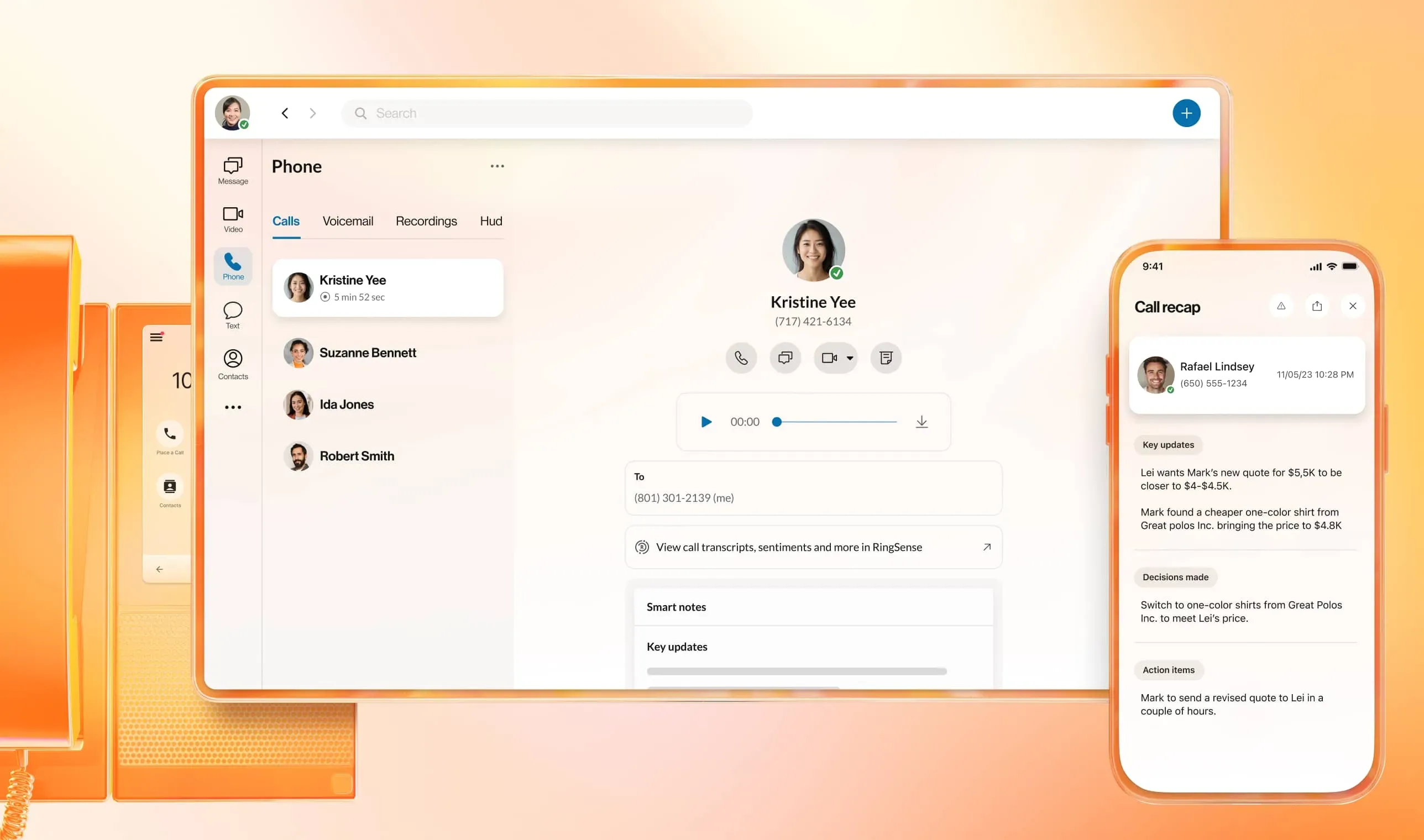 A video featuring RingCentral's business phone app features