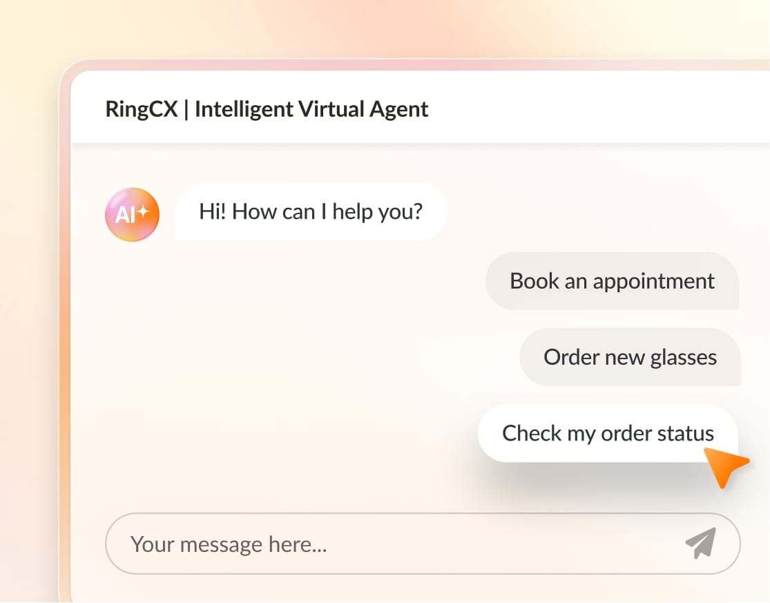 A customer checking the status of her order through RingCX IVA