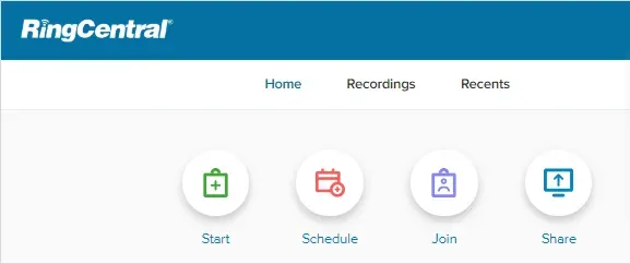 RingCentral Video Interface showing how to schedule a video meeting