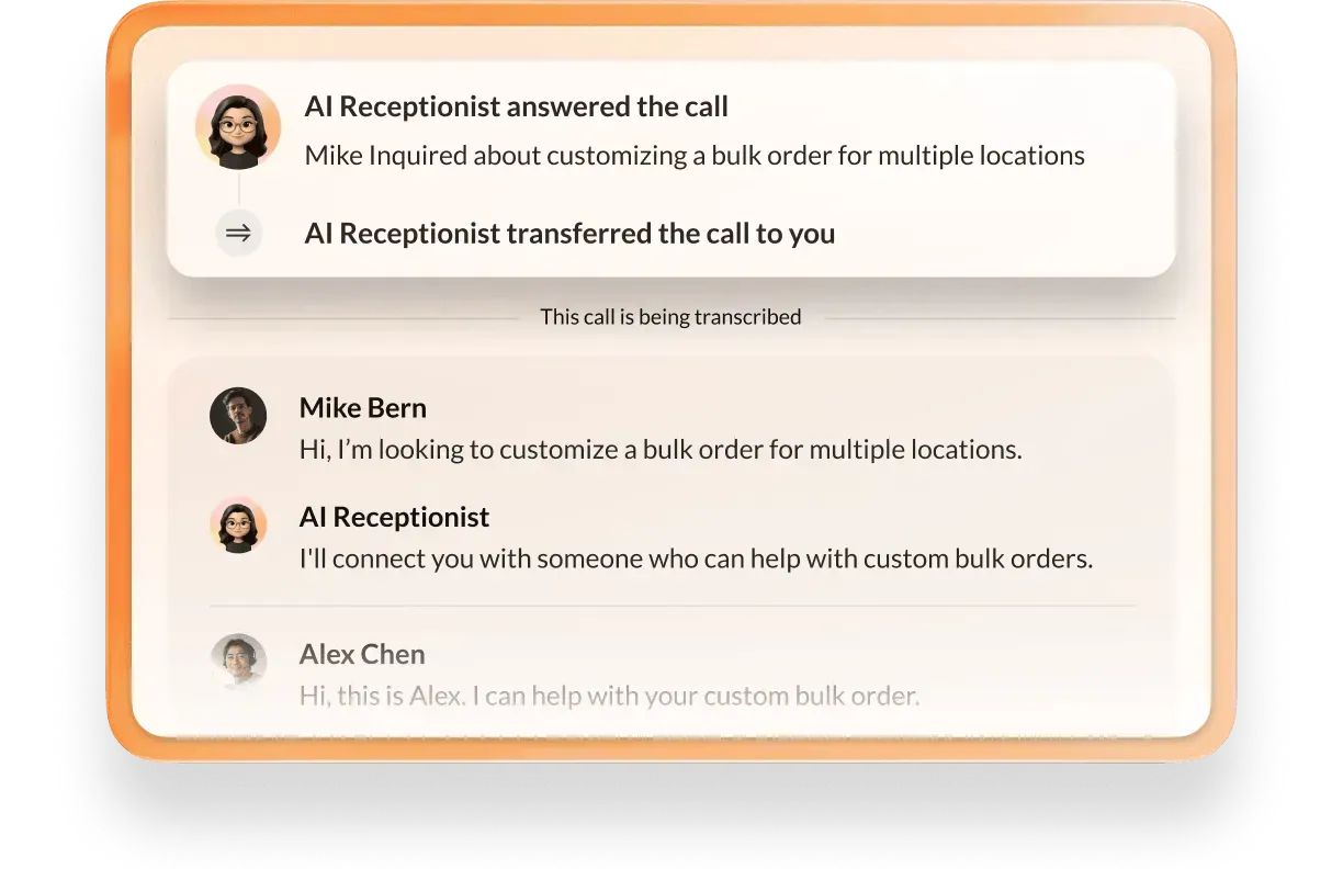 AI IVR transferring a call to a human agent