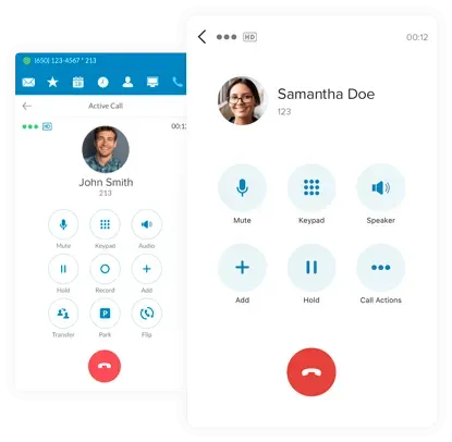 an ongoing call on the RingCentral mobile app