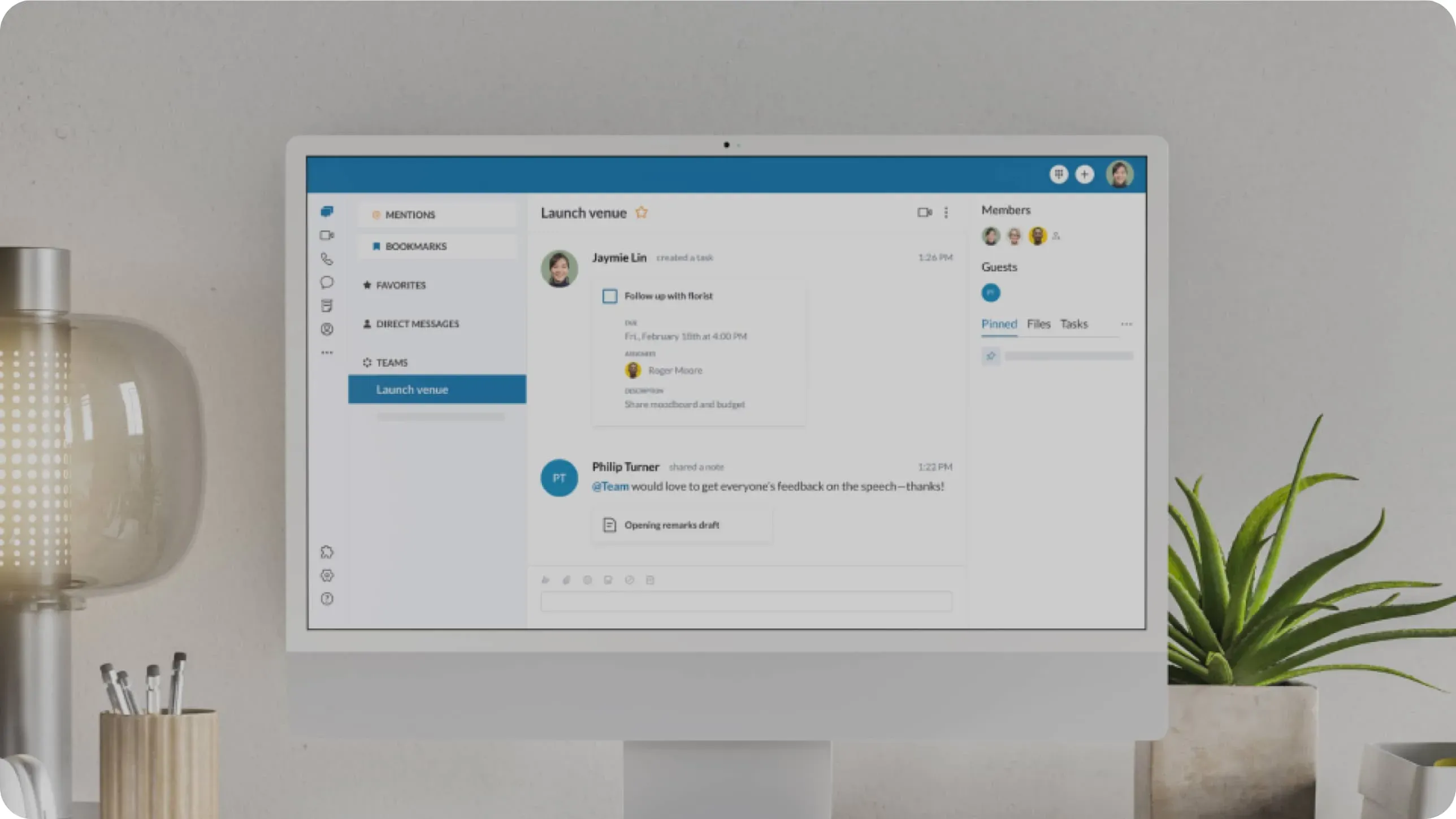 Play video: The RingCentral Desktop app open in a monitor screen